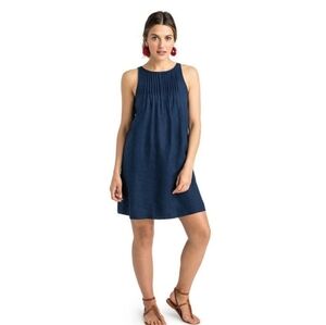 Vineyard Vunes Black Linen Pintuck Swing Dress, Size 2